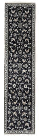  Orientalischer Nain Teppich 78X307 Läufer Schwarz/Dunkelgrau Wolle, Persien/Iran Carpetvista