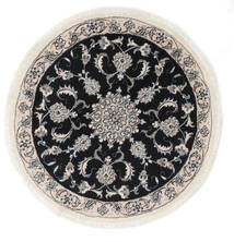  Oriental Nain Rug Ø 98 Round Black/Dark Grey Wool, Persia/Iran Carpetvista