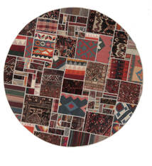  Ø 200 Tekkeh Kilim Rug Modern Round Black/Dark Red (Wool, Persia/Iran) Carpetvista