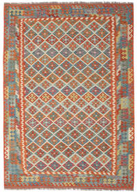  Kelim Afghan Old Style Matot 209X298 Tummanpunainen/Vihreä Carpetvista