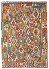 Kilim Afghan Old Style Rug 202X286 Brown/Green Wool, Afghanistan Carpetvista
