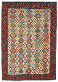 Kelim Afghan Old Stil Teppich 208X288 Dunkelrot/Schwarz Wolle, Afghanistan Carpetvista