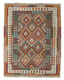 Kelim Afghan Old Stil Teppich 156X195 Schwarz/Dunkelrot Wolle, Afghanistan Carpetvista
