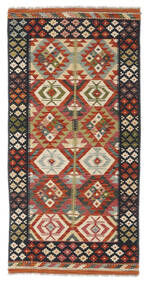  Orientalsk Kelim Afghan Old Style Teppe 100X202 Svart/Mørk Rød Ull, Afghanistan Carpetvista
