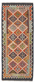  81X198 Kelim Afghan Old Stil Teppich Läufer Schwarz/Braun Afghanistan Carpetvista