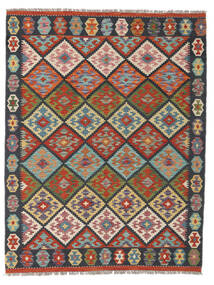 Kelim Afghan Old Style Matot Matto 147X197 Musta/Tummanpunainen Villa, Afganistan Carpetvista