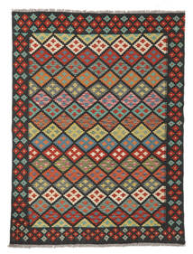  147X193 Kelim Afghan Old Style Matta Svart/Mörkröd Afghanistan Carpetvista