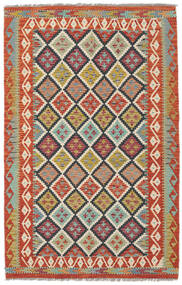 126X196 絨毯 オリエンタル キリム アフガン オールド スタイル グリーン/ダークレッド (ウール, アフガニスタン) Carpetvista