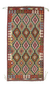  102X199 Kelim Afghan Old Stil Teppich Dunkelrot/Schwarz Afghanistan Carpetvista