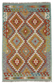  Kilim Afghan Old Style Tappeto 95X148 Di Lana Verde/Rosso Scuro Piccolo Carpetvista