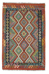 122X188 絨毯 オリエンタル キリム アフガン オールド スタイル ダークレッド/茶色 (ウール, アフガニスタン) Carpetvista