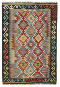  99X146 Kelim Afghan Old Stil Teppich Braun/Dunkelgrün Afghanistan Carpetvista