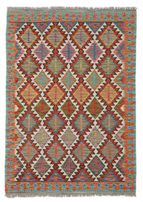  125X180 Kelim Afghan Old Style Matot Matto Tummanpunainen/Musta Afganistan Carpetvista