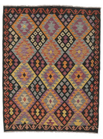  Orientalisk Kelim Afghan Old Style Matta 156X198 Svart/Brun Ull, Afghanistan Carpetvista