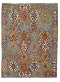  Kelim Afghan Old Style Matot 148X196 Villamatto Ruskea/Tummanvihreä Pieni Matto Carpetvista