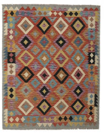  154X195 Kelim Afghan Old Style Matot Matto Tummanpunainen/Ruskea Afganistan Carpetvista
