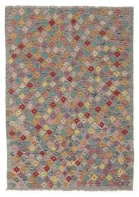 127X175 絨毯 オリエンタル キリム アフガン オールド スタイル 茶色/ダークグリーン (ウール, アフガニスタン) Carpetvista