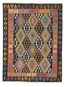 Kelim Afghan Old Stil Teppich 148X193 Schwarz/Braun Wolle, Afghanistan Carpetvista