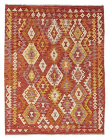 Kelim Afghan Old Style Matot Matto 149X192 Tummanpunainen/Ruskea Villa, Afganistan Carpetvista