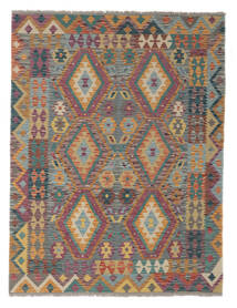 Kelim Afghan Old Style Matot Matto 153X198 Ruskea/Tummanpunainen Villa, Afganistan Carpetvista