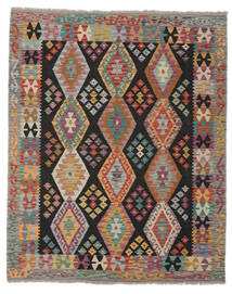  Oriental Kilim Afghan Old Style Rug 156X190 Brown/Black Wool, Afghanistan Carpetvista