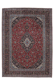 Tapete Kashan 290X401 Preto/Vermelho Escuro Grande (Lã, Pérsia/Irão)