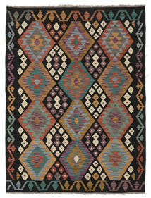 125X167 Kelim Afghan Old Style Matta Orientalisk Svart/Brun (Ull, Afghanistan) Carpetvista