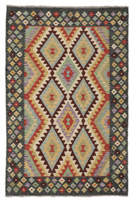 126X192 絨毯 オリエンタル キリム アフガン オールド スタイル ブラック/ダークグリーン (ウール, アフガニスタン) Carpetvista