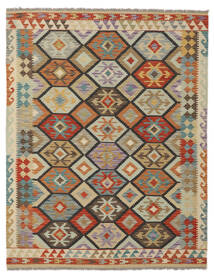 156X200 絨毯 キリム アフガン オールド スタイル オリエンタル 茶色/グリーン (ウール, アフガニスタン) Carpetvista