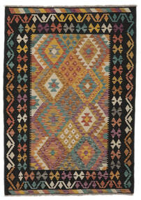 127X180 Kelim Afghan Old Style Matta Orientalisk Svart/Brun (Ull, Afghanistan) Carpetvista