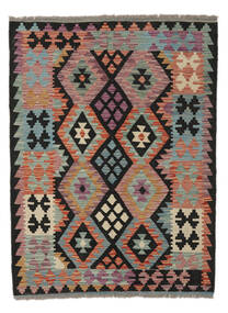 129X169 Kelim Afghan Old Stil Teppich Orientalischer Schwarz/Dunkelrot (Wolle, Afghanistan) Carpetvista