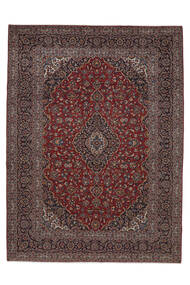 Tapis Kashan 300X402 Noir/Rouge Foncé Grand (Laine, Perse/Iran)