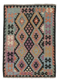 129X176 Kelim Afghan Old Stil Teppich Orientalischer Schwarz/Dunkelrot (Wolle, Afghanistan) Carpetvista