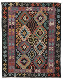  Kelim Afghan Old Style Matot 152X194 Musta/Tummanpunainen Carpetvista