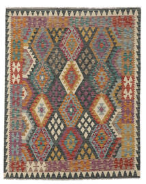  Orientalsk Kelim Afghan Old Style Teppe 156X194 Brun/Svart Ull, Afghanistan Carpetvista