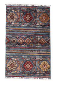 絨毯 Shabargan 86X138 ブラック/ダークブルー (ウール, アフガニスタン)