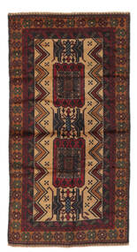 絨毯 バルーチ 97X182 ブラック/茶色 (ウール, アフガニスタン)