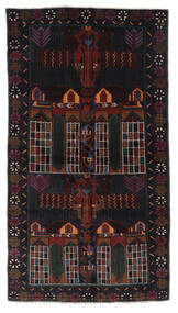 絨毯 バルーチ 99X185 ブラック/ダークレッド (ウール, アフガニスタン)