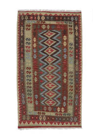 絨毯 オリエンタル キリム アフガン オールド スタイル 98X195 ブラック/ダークレッド (ウール, アフガニスタン)