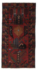 絨毯 バルーチ 113X214 ブラック/ダークレッド (ウール, アフガニスタン)