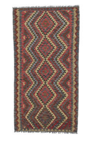 絨毯 キリム アフガン オールド スタイル 98X198 ブラック/ダークレッド (ウール, アフガニスタン)