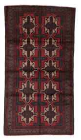絨毯 バルーチ 104X195 ブラック/ダークレッド (ウール, アフガニスタン)