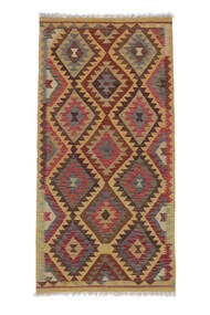絨毯 キリム アフガン オールド スタイル 96X194 茶色/ダークレッド (ウール, アフガニスタン)