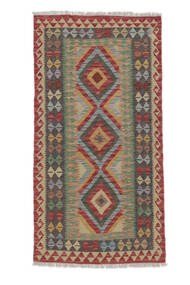 絨毯 オリエンタル キリム アフガン オールド スタイル 95X186 茶色/ダークレッド (ウール, アフガニスタン)