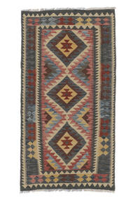  Orientalsk Kelim Afghan Old Style Tæppe 101X200 Sort/Brun Uld, Afghanistan Carpetvista