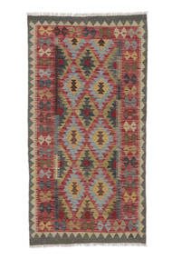  97X190 Kelim Afghan Old Style Matot Matto Tummanpunainen/Ruskea Afganistan Carpetvista