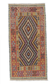  99X191 Kelim Afghan Old Style Matot Matto Ruskea/Tummanpunainen Afganistan Carpetvista