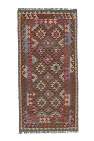  Orientalsk Kelim Afghan Old Style Teppe 100X202 Brun/Mørk Rød Ull, Afghanistan Carpetvista