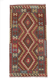  Orientalischer Kelim Afghan Old Stil Teppich 98X198 Dunkelrot/Braun Wolle, Afghanistan Carpetvista
