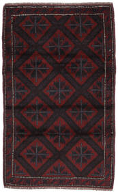  バルーチ 絨毯 91X145 ウール 黒/深紅色の 小 